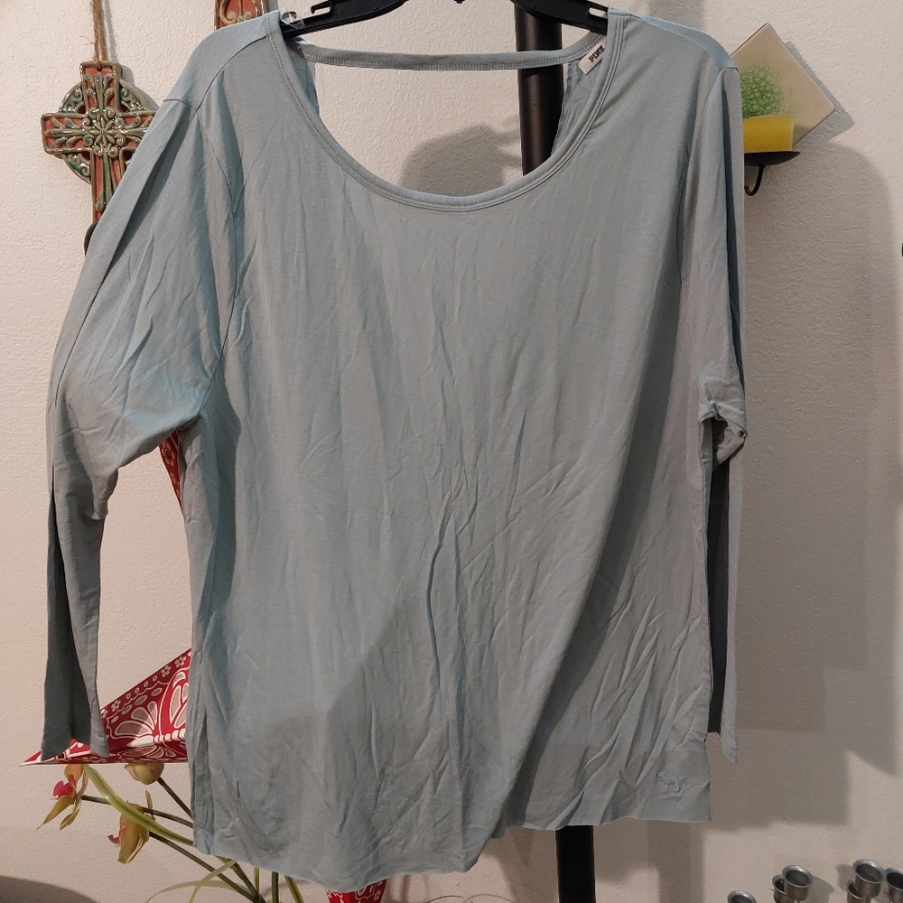 NWOT Vs Pink Long Sleeve Bluish Gray Tee
